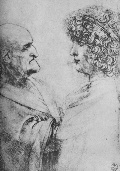 An Old Man and a Youth Facing One Another, c1480 1945 by Leonardo da Vinci
