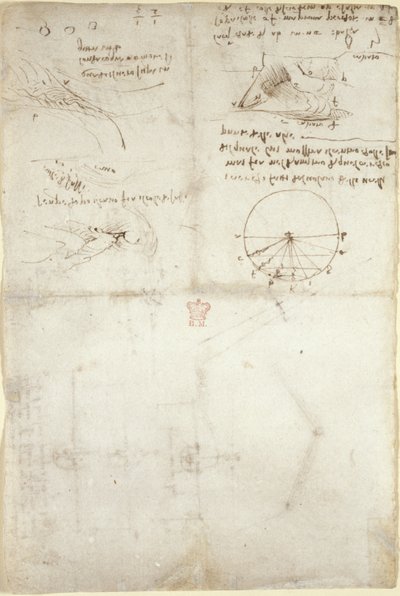 Three notes and sketches on water; a diagram on the flight of birds, from 