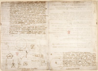 Notes on cosmology (upside-down); diagrams illustrating Leonardo