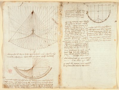 Notes and Diagram on Optics, Concerning the Caustics of Reflection, c.1503-5 by Leonardo da Vinci
