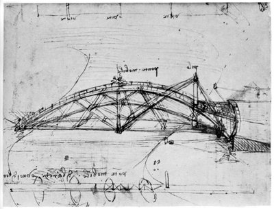 Design for a Parabolic Swing Bridge, 1480-1490 by Leonardo da Vinci