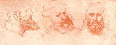 Drawing of oriental heads, in red chalk, c1472-c1519 by Leonardo da Vinci