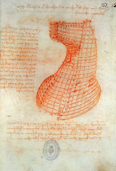 Drawing of the Ironwork Casting Mould for the Head of the Sforza Horse, Fol. 57 (recto), from the Codex Madrid I, c.1491-93 by Leonardo da Vinci