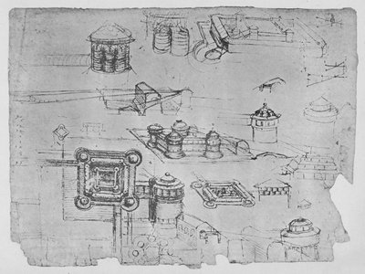 Drawings of a Square Castle, c1480 by Leonardo da Vinci