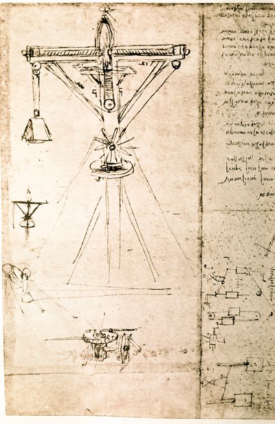 Extract from a Da Vinci Manuscript: Crane by Leonardo da Vinci