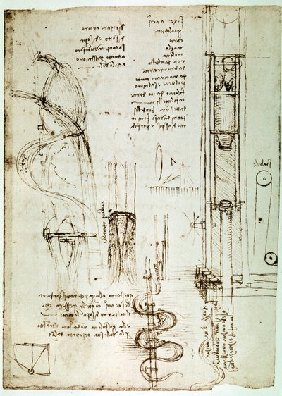 Extract from a Da Vinci Manuscript: Pile Drive (Pile Mallet) by Leonardo da Vinci