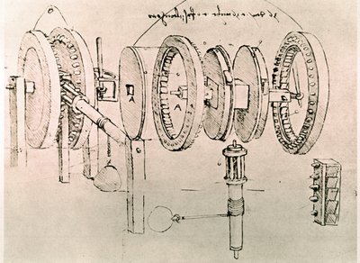 Extract from a Da Vinci Manuscript describing the principle and the construction of the Transformation of Alternate Motion into Continuous Motion by Leonardo da Vinci