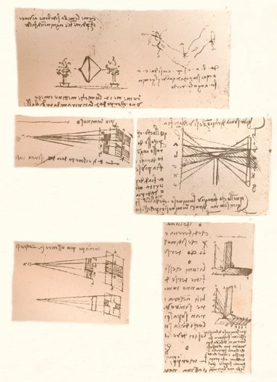 Five drawings illustrating the theory of painting by Leonardo da Vinci