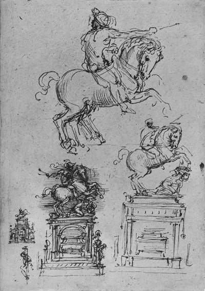 Four Studies for an Equestrian Monument, c1480 by Leonardo da Vinci