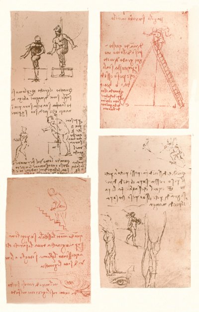 Four drawings illustrating the theory of the movements of the human figure, c1472-c1519 by Leonardo da Vinci