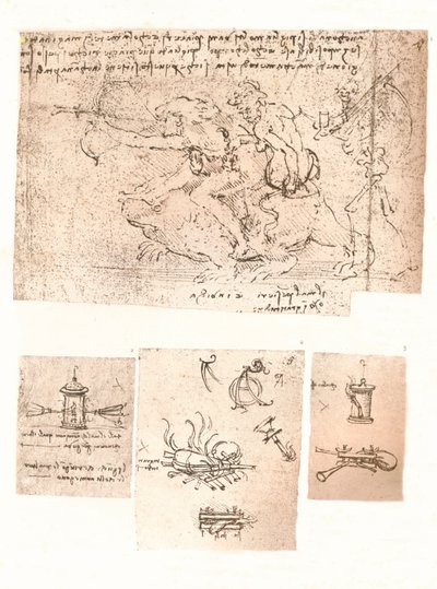 Four Drawings of Allegorical Representations by Leonardo da Vinci