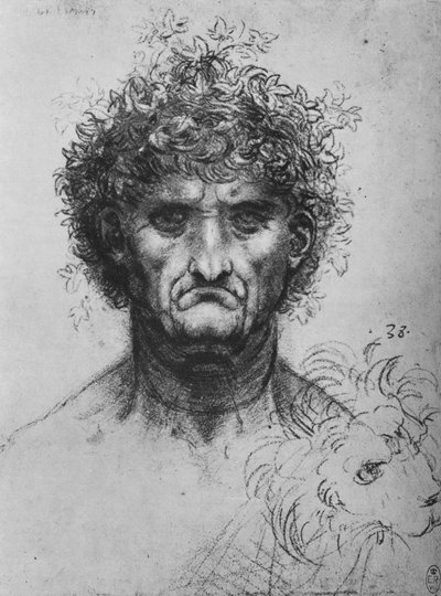Full Face of an Old Man Wearing a Wreath, c1480 by Leonardo da Vinci
