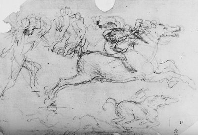 Galloping Horseman and Other Figures, c1480 by Leonardo da Vinci