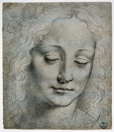 Head of a boy with a crown of leaves in the way of Verrocchio by Leonardo da Vinci