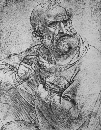Half-Length of an Apostle with his Right Hand Raised, c1480 1945 by Leonardo da Vinci