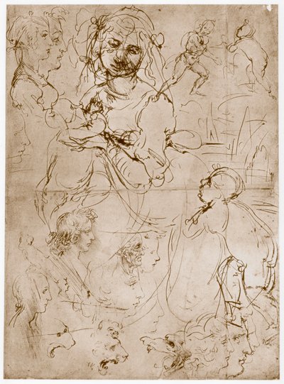 Kneeling Madonna with the Child and St. John by Leonardo da Vinci