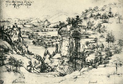 Landscape Drawing for Santa Maria della Neve on 5th August 1473 by Leonardo da Vinci