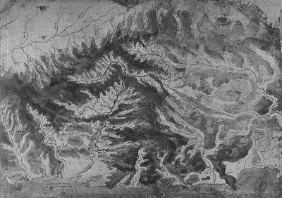 Map of Northern Italy, Showing the Watershed of the Arno, c1480 by Leonardo da Vinci