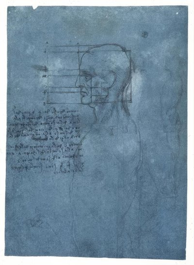 Proportional Study of a Male Head in Profile by Leonardo da Vinci