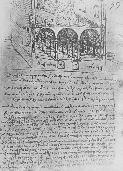 Sketch Design for a Stable, c1480 by Leonardo da Vinci
