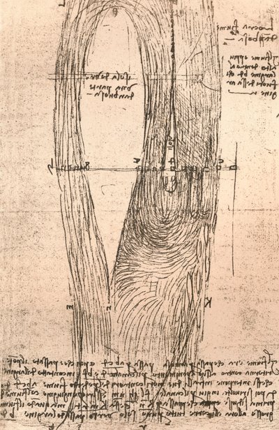 Sketch map of the Loire at Amboise, France by Leonardo da Vinci