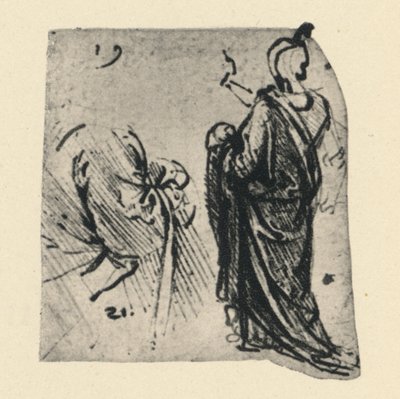 Sketch of a Draped Figure and Detail of Costume by Leonardo da Vinci
