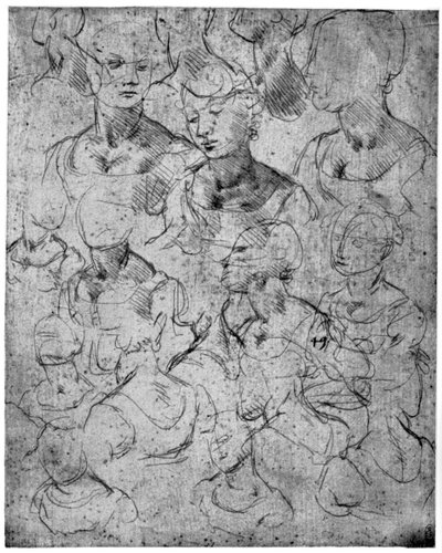 Studies for a half length female figure by Leonardo da Vinci
