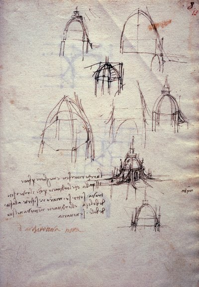 Studies for lantern of cathedral, from Codex Trivulzianus by Leonardo da Vinci