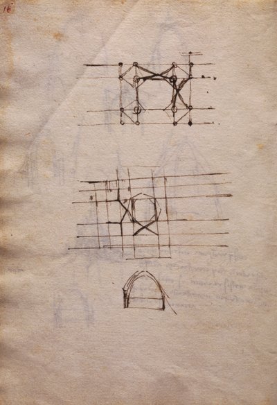 Studies for Lantern of Cathedral, from Codex Trivulzianus by Leonardo da Vinci