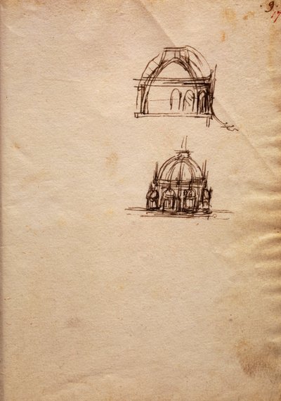 Studies for Lantern of Cathedral, from Codex Trivulzianus by Leonardo da Vinci