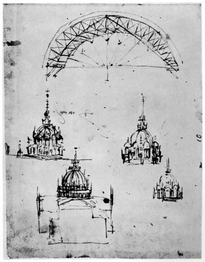 Studies for the central cupola of Milan cathedral, late 15th century by Leonardo da Vinci