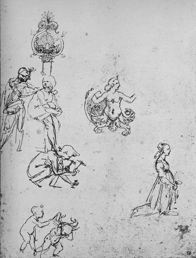 Studies of Figures and of Decoration, c. 1480 by Leonardo da Vinci