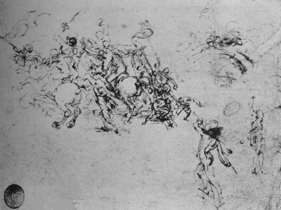 Studies of Horsemen Fighting and of Footsoldiers by Leonardo da Vinci