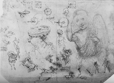 Studies of an Angel, of Horsemen and of Other Figures by Leonardo da Vinci