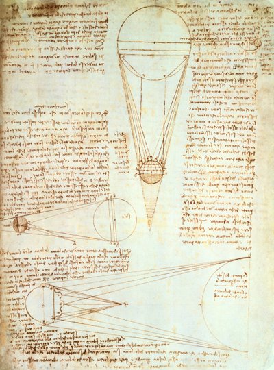 Studies of the Illumination of the Moon, fol. 1r from Codex Leicester, c.1506-08 by Leonardo da Vinci