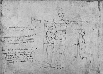 Studies of the Proportions of Three Figures by Leonardo da Vinci
