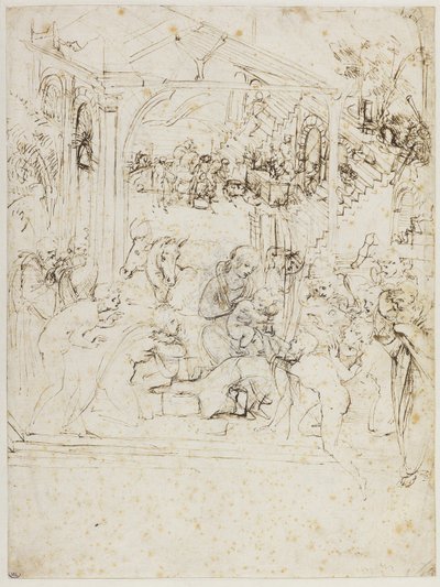 Study for the Adoration of the Magi by Leonardo da Vinci
