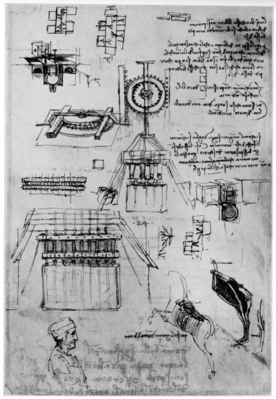 Study for the Casting of the Sforza Monument by Leonardo da Vinci