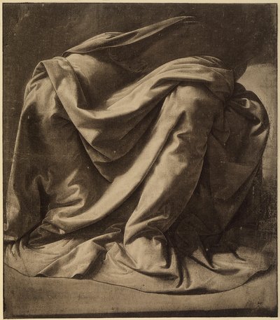 Study for the mantle of the Virgin in the Annunciation (detail) by Leonardo da Vinci