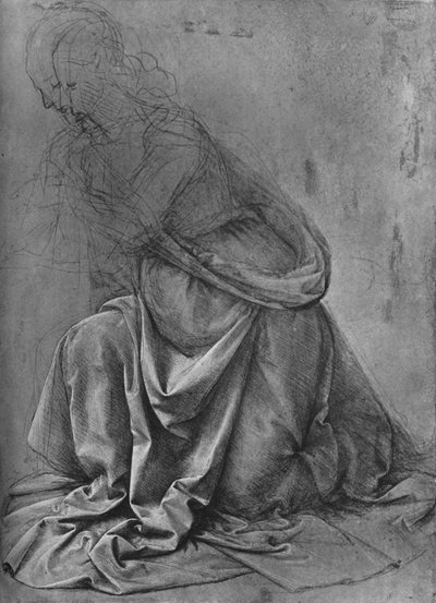 Study of the Drapery of a Woman Kneeling to the Left by Leonardo da Vinci