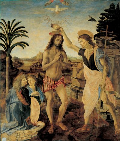 The Baptism of Christ by Andrea del Verrocchio and Leonardo da Vinci by Leonardo da Vinci