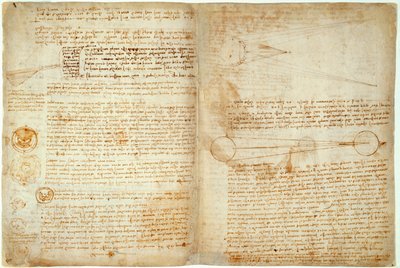 The Codex Hammer or Codex Leicester, pages 48-51, 1508-12 by Leonardo da Vinci