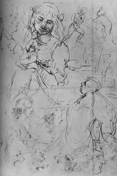 The Madonna and Child and Other Studies by Leonardo da Vinci