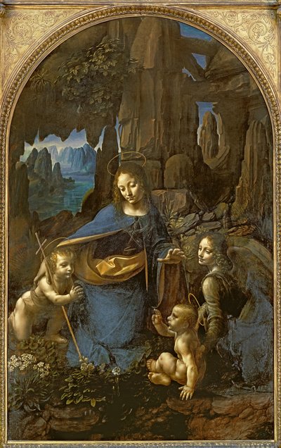 The Virgin of the Rocks (with the Infant St. John adoring the Infant Christ accompanied by an Angel), c.1508 by Leonardo da Vinci