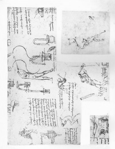 Three drawings illustrating the theory of the movements of the human figure, c1472-c1519 by Leonardo da Vinci
