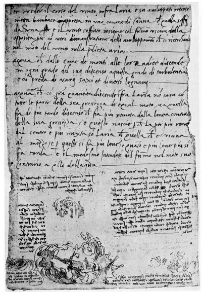 Trajectories of Thrown Stones and Drops by Leonardo da Vinci