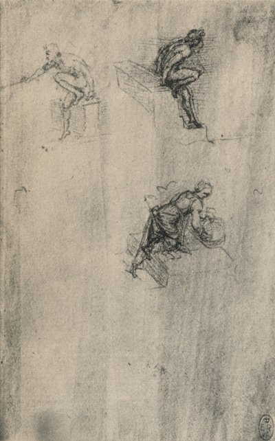 Two Seated Nudes and a Woman Washing, c. 1480 by Leonardo da Vinci
