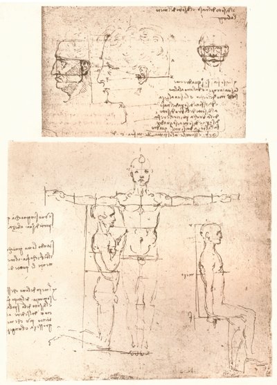 Two Drawings Illustrating the Theory of the Proportions of the Human Figure by Leonardo da Vinci