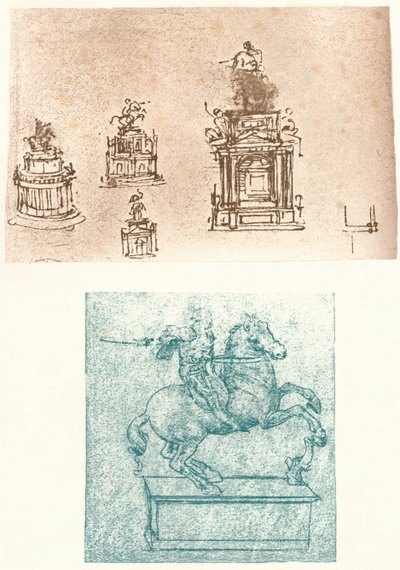 Two preparatory studies for the Sforza Monument by Leonardo da Vinci