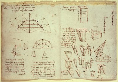 Notebook of Leonardo da Vinci, showing diagrams of geometrical shapes by Leonardo da Vinci